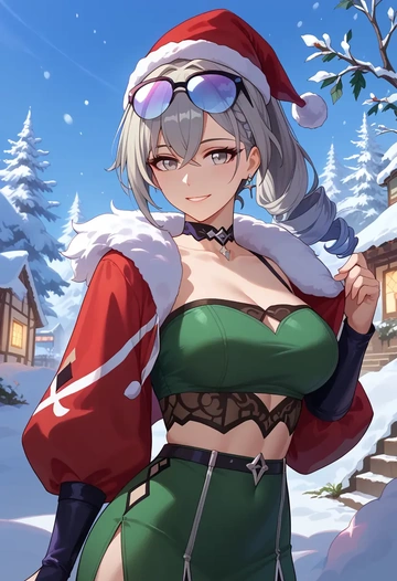 star rail,silver wolf,Christmas,dress  - AI generated anime art